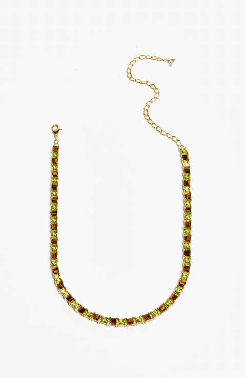 Tiger Eye and Poison Dart Tennis Necklace