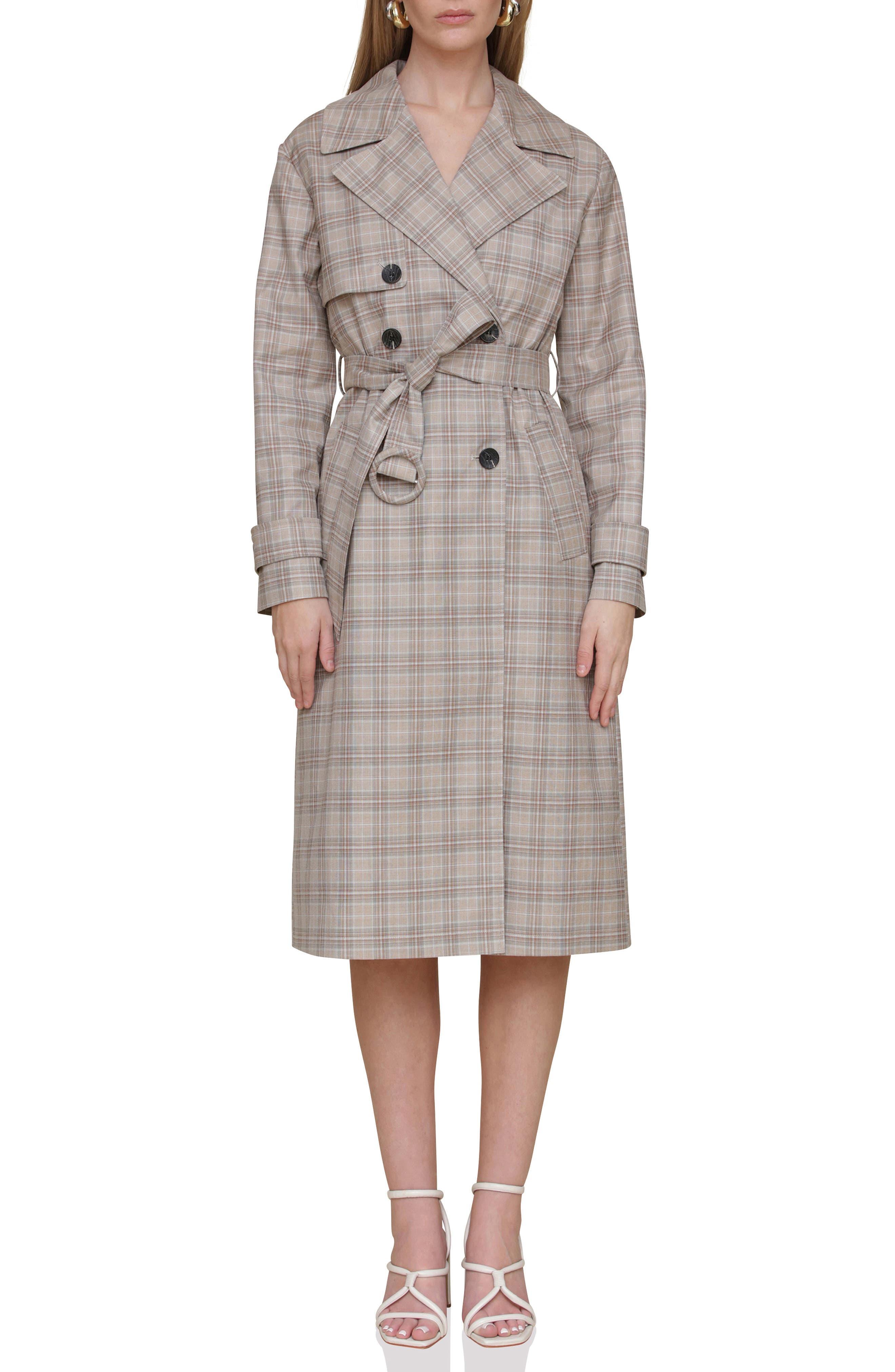 Avec Les Filles Plaid Trench Coat