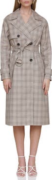Avec Les Filles Plaid Trench Coat