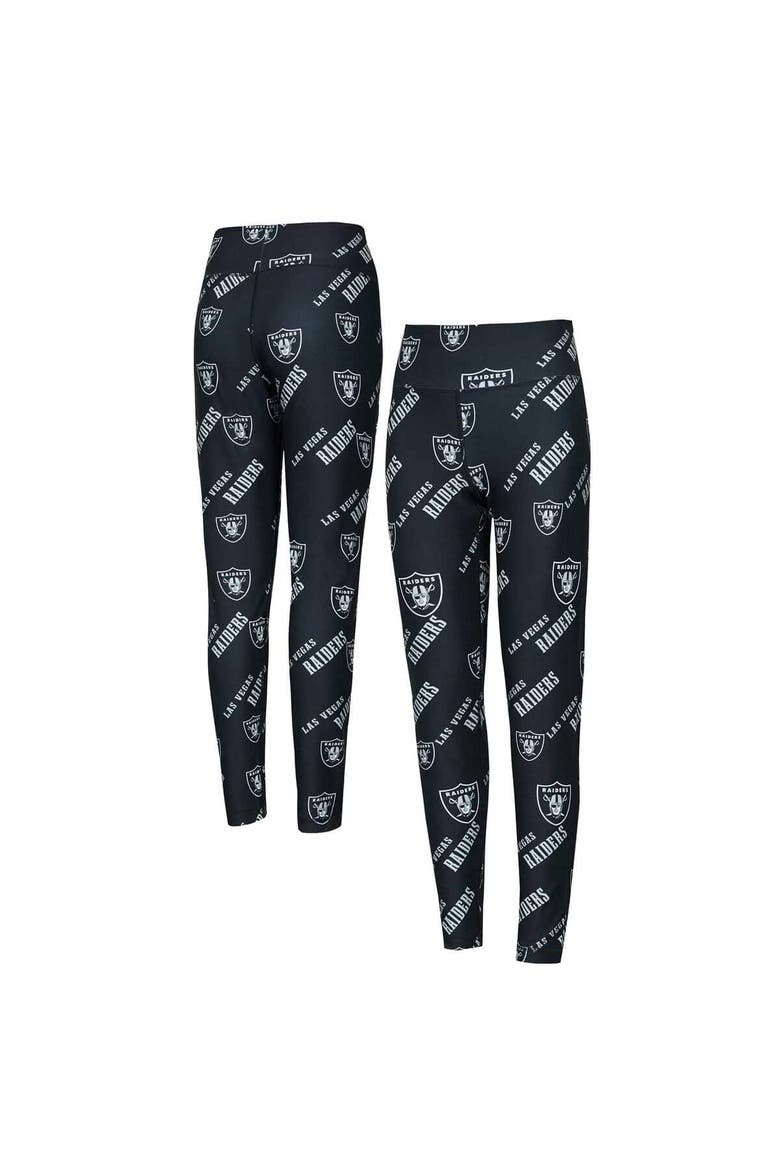 Women's Concepts Sport Black Las Vegas Raiders Breakthrough Allover Print Knit Sleep Leggings, Main, color, Black