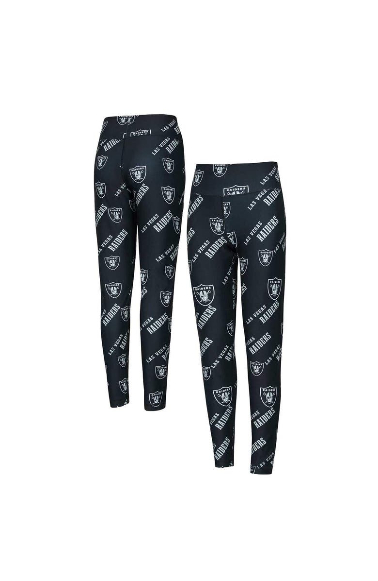 CONCEPTS SPORT Women's Concepts Sport Black Las Vegas Raiders Breakthrough Allover Print Knit Sleep Leggings, Main, color, Black