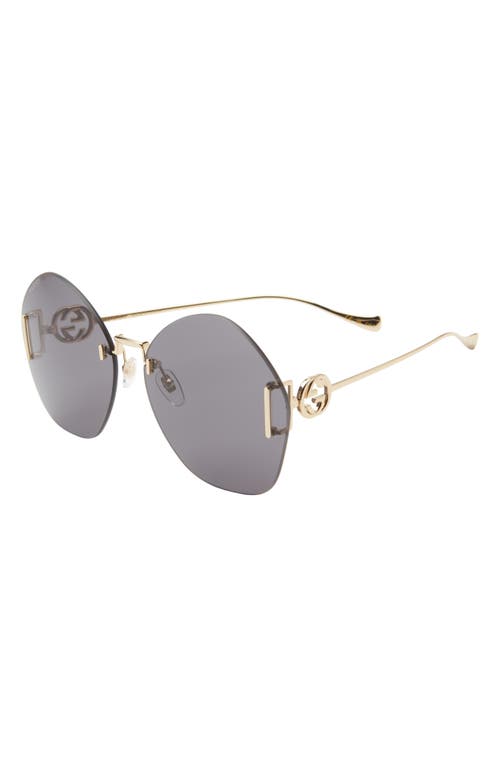Gucci Novelty 65mm Oversize Round Sunglasses In Gold Gold Grey