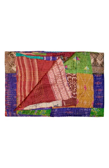 Taj Hotel Kantha Silk Blend Throw Blanket In Multi 10