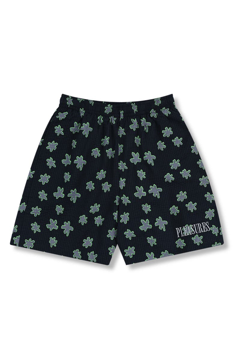 PLEASURES Floral Seersucker Shorts, Alternate, color, Black