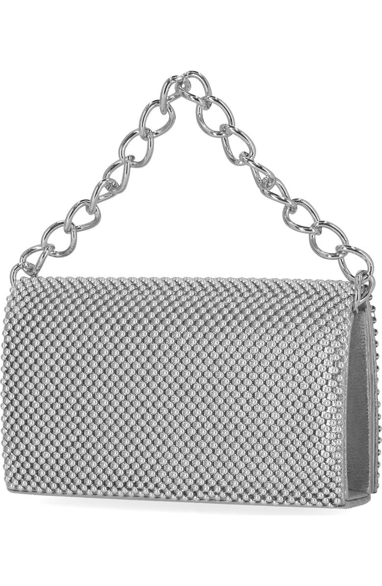 Jessica McClintock Damiana Beaded Metal Mesh Clutch, Alternate, color, Silver