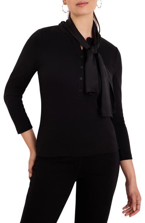 Perfect Rib Tie Neck Top