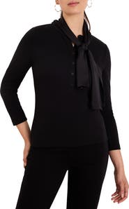 NIC+ZOE Perfect Rib Tie Neck Top