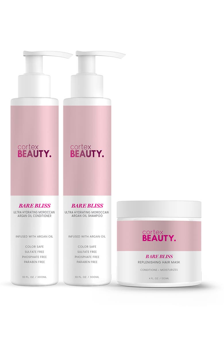 CORTEX BEAUTY Bare Bliss Shampoo, Conditioner, & Hair Mask Bundle, Main, color,