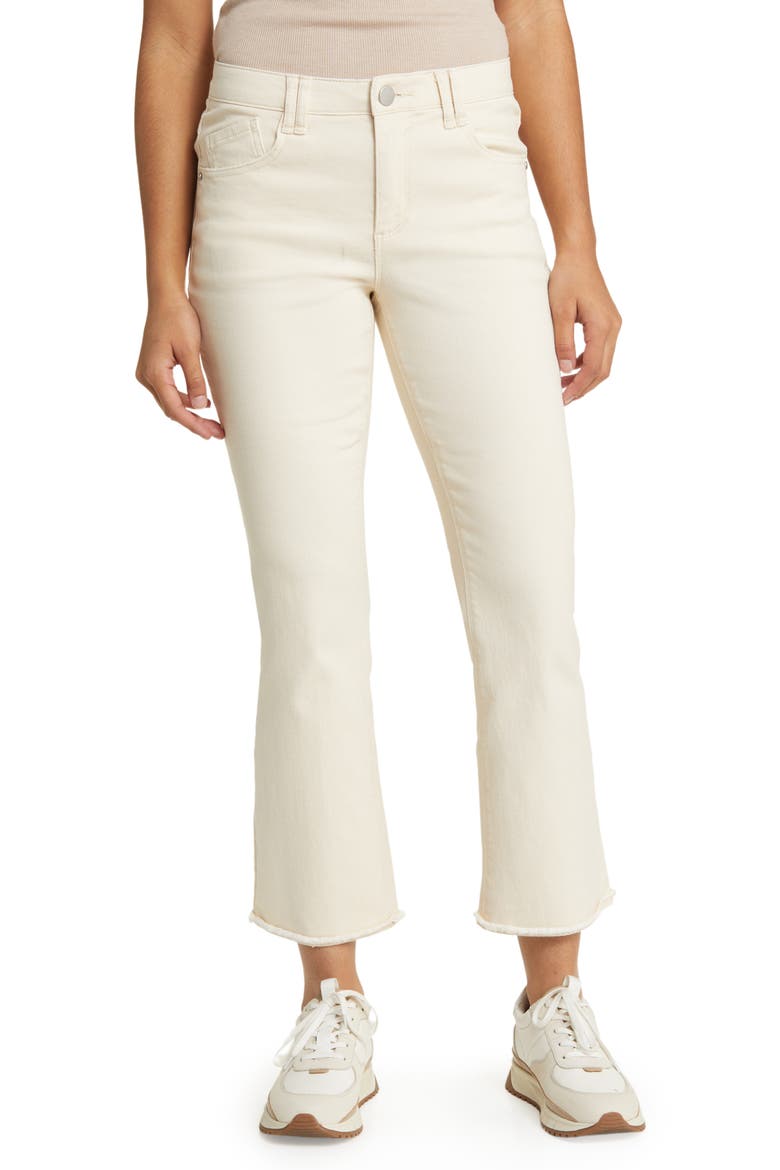 Tatum 'Ab'Solution Frayed High Waist Ankle Flare Jeans, Main, color, ECRU