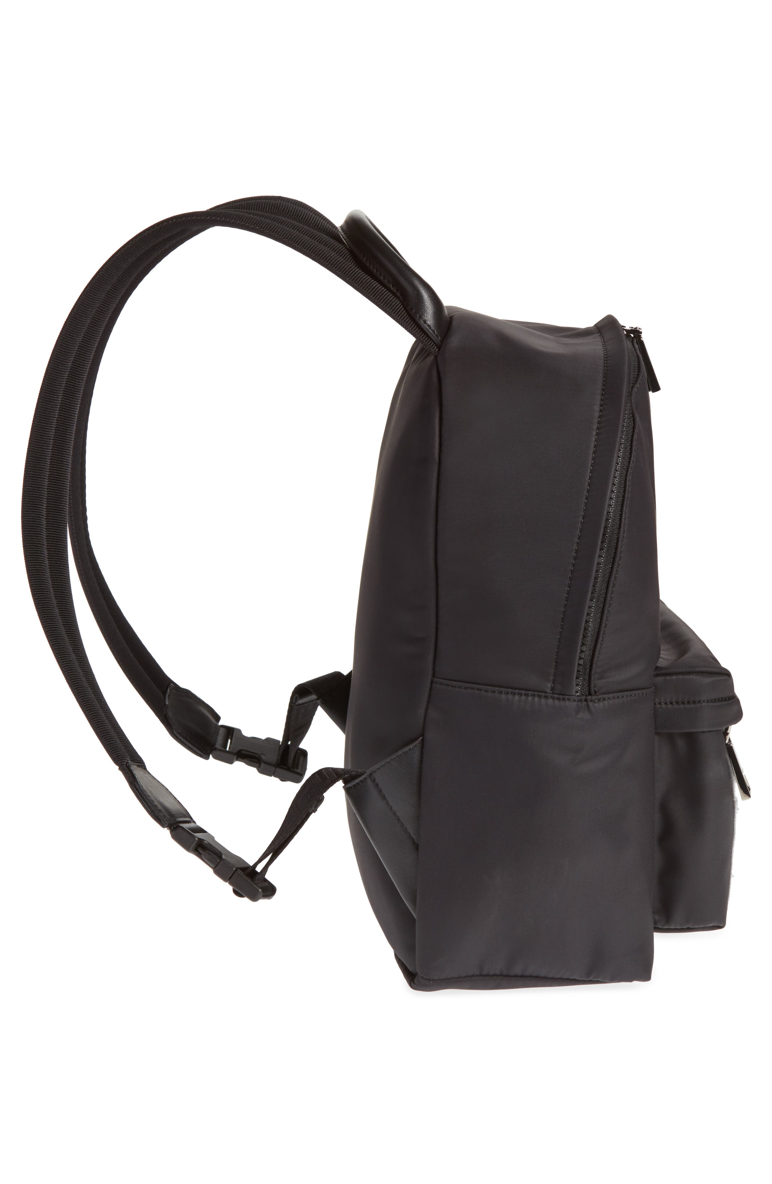 Versace Logo Graphic Leather Backpack, Alternate, color, 