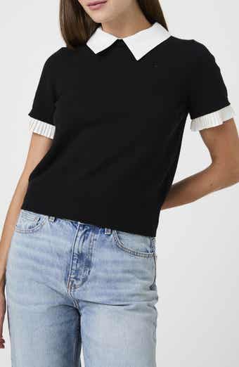 Mixed Media Short Sleeve Sweater