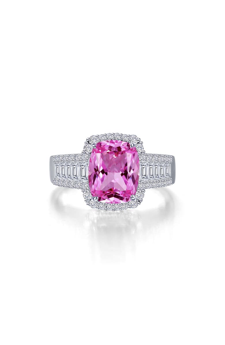 Lafonn Lab-Grown Pink Sapphire & Simulated Diamond Ring, Main, color, Pink Sapphire/ White