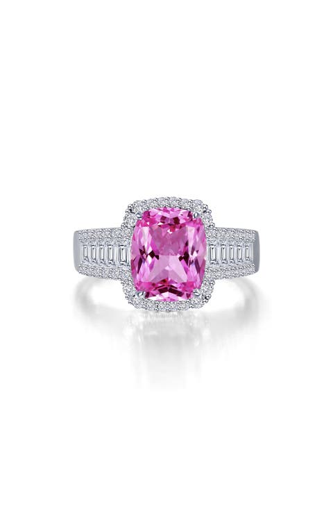 Lab-Grown Pink Sapphire & Simulated Diamond Ring