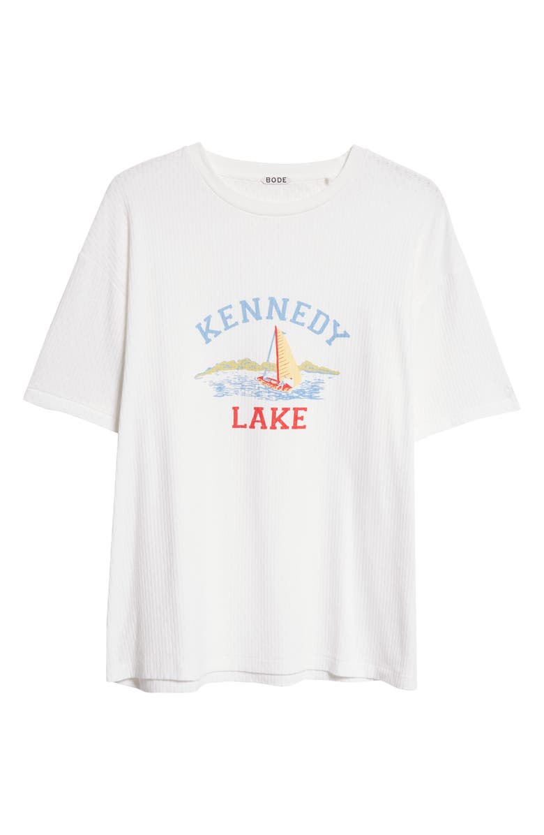 Bode Kennedy Lake Pointelle Cotton Graphic T-Shirt, Alternate, color, Cream