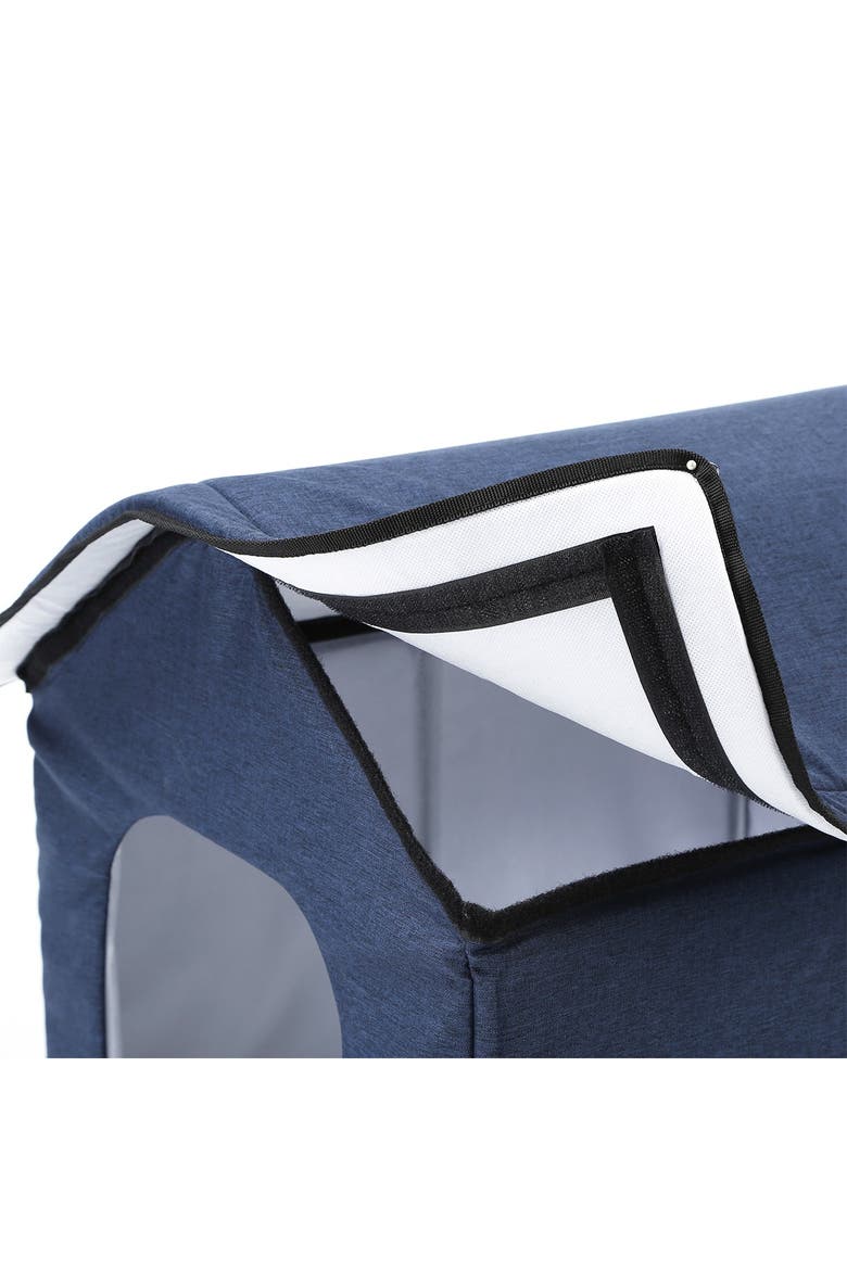 "Hush Puppy" Electronic Heating and Cooling Smart Collapsible Pet House - Large, Alternate, color, NAVY