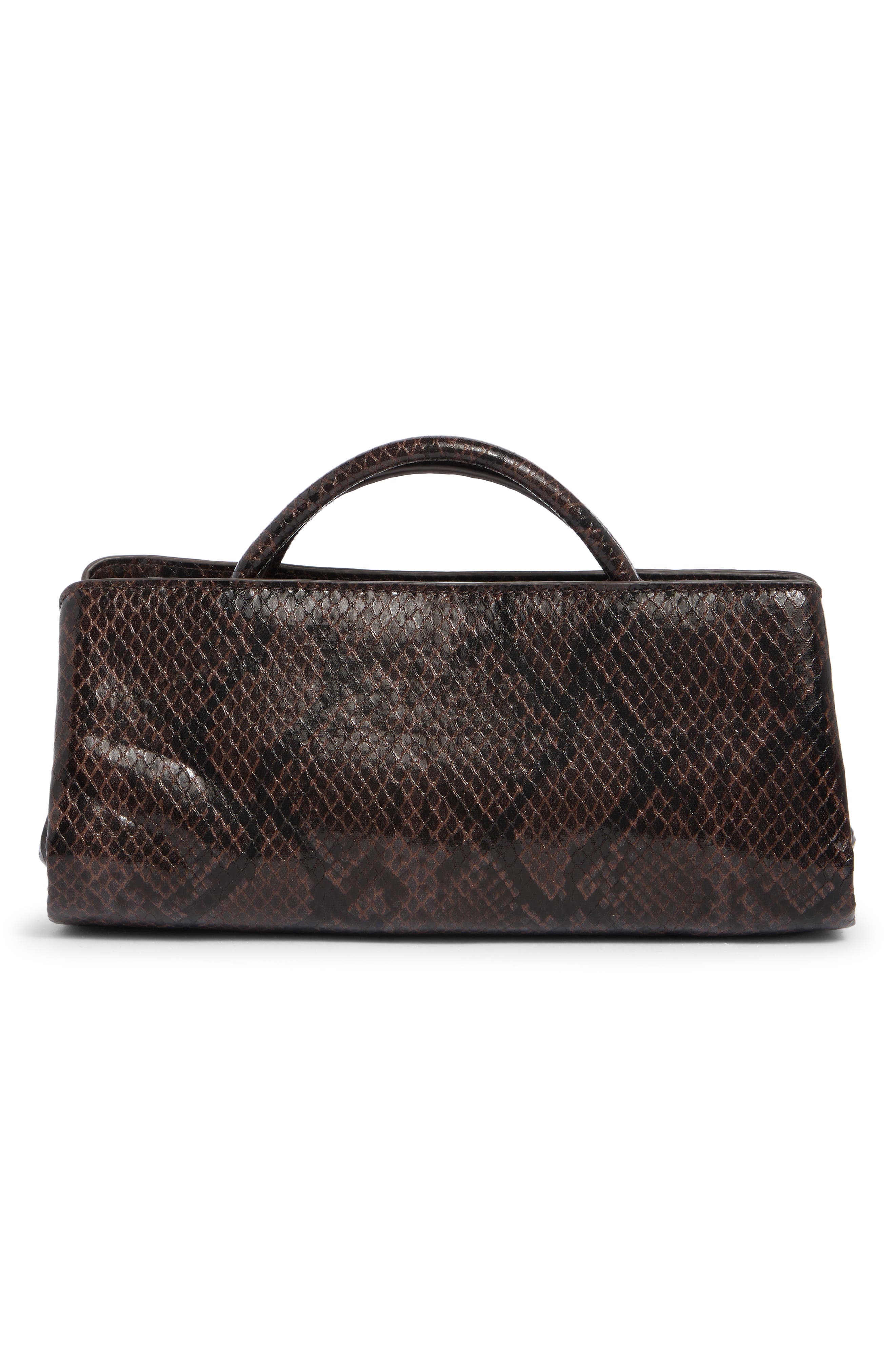 EW Frame Faux Leather Satchel, Alternate, color, DARK CHOCOLATE