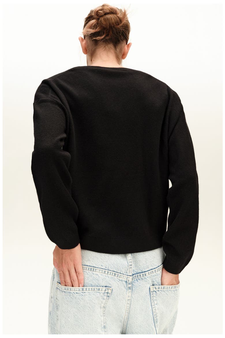 V-neck Wool Cashmere Sweater, Alternate, color, BLACK