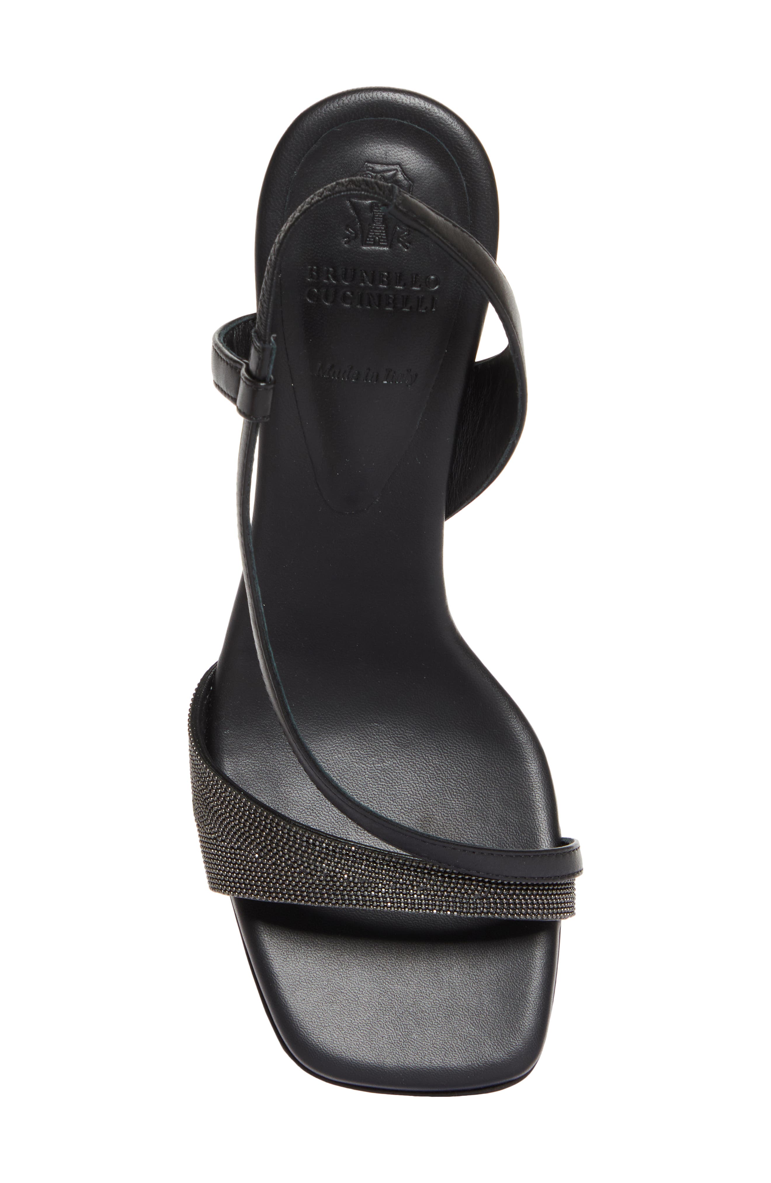 Brunello Cucinelli Monili Half d'Orsay Slingback Sandal, Alternate, color, Black