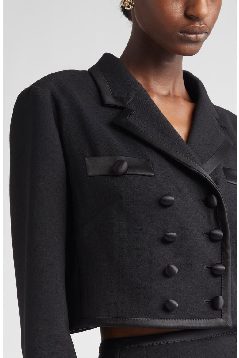 Double Breasted Crop Jacket, Alternate, color, N0000 NERO