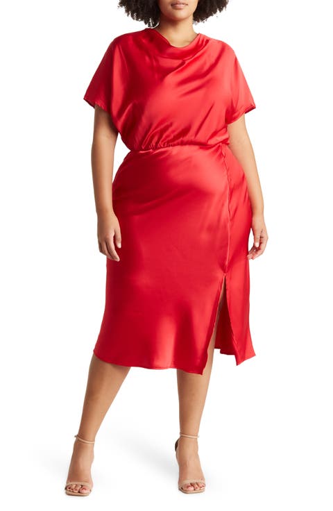 Paige Dolman Sleeve Satin Dress