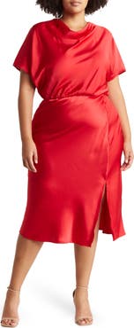 Renee C Satin Off the Shoulder Dress