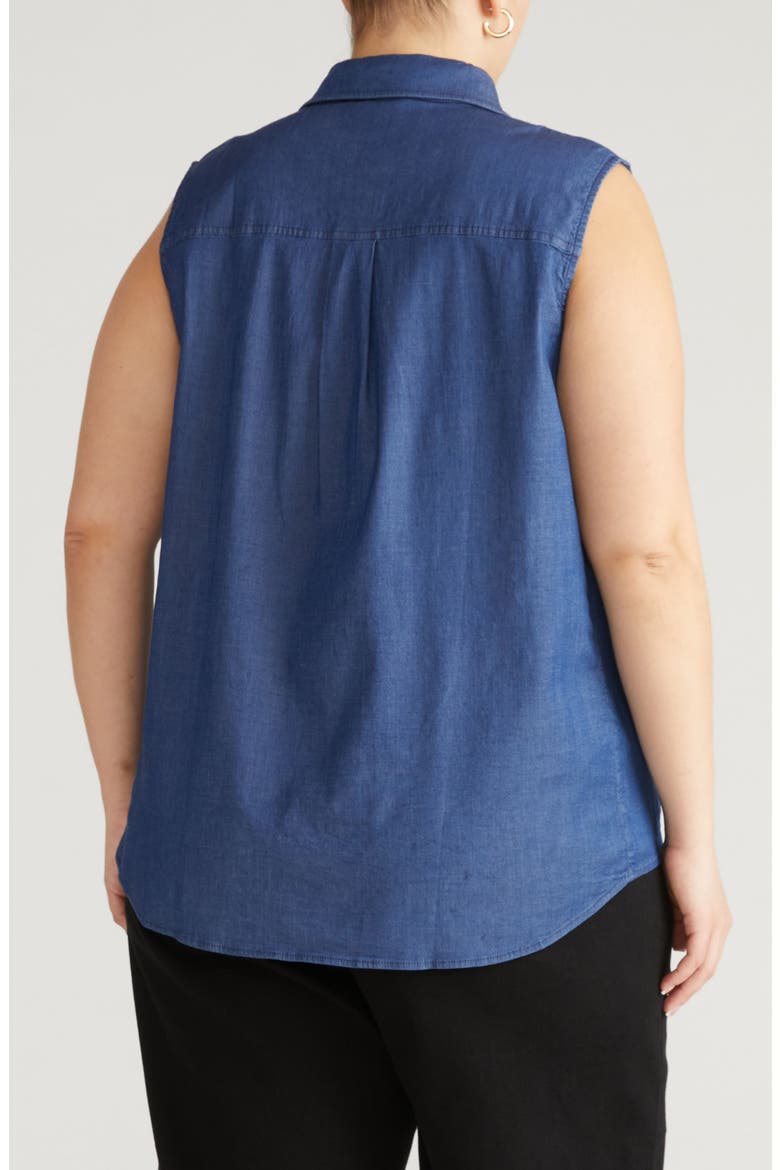 Perfect Sleeveless Chambray Shirt, Alternate, color, MIDNIGHT BLUE