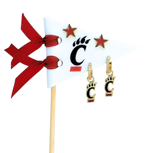 Color Shout Iowa State University Pennant Pair Earring Set In Gold
