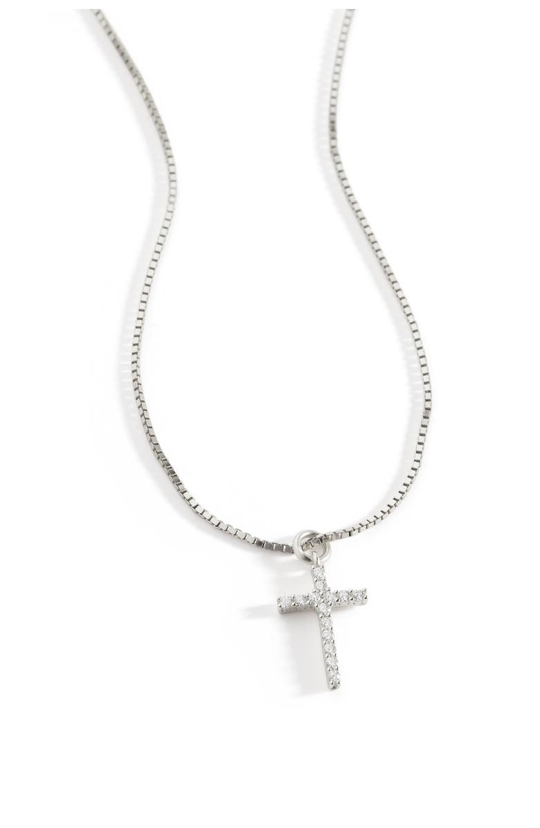 Mint & Lily Pave Cross Necklace, Main, color, 925 Sterling Silver