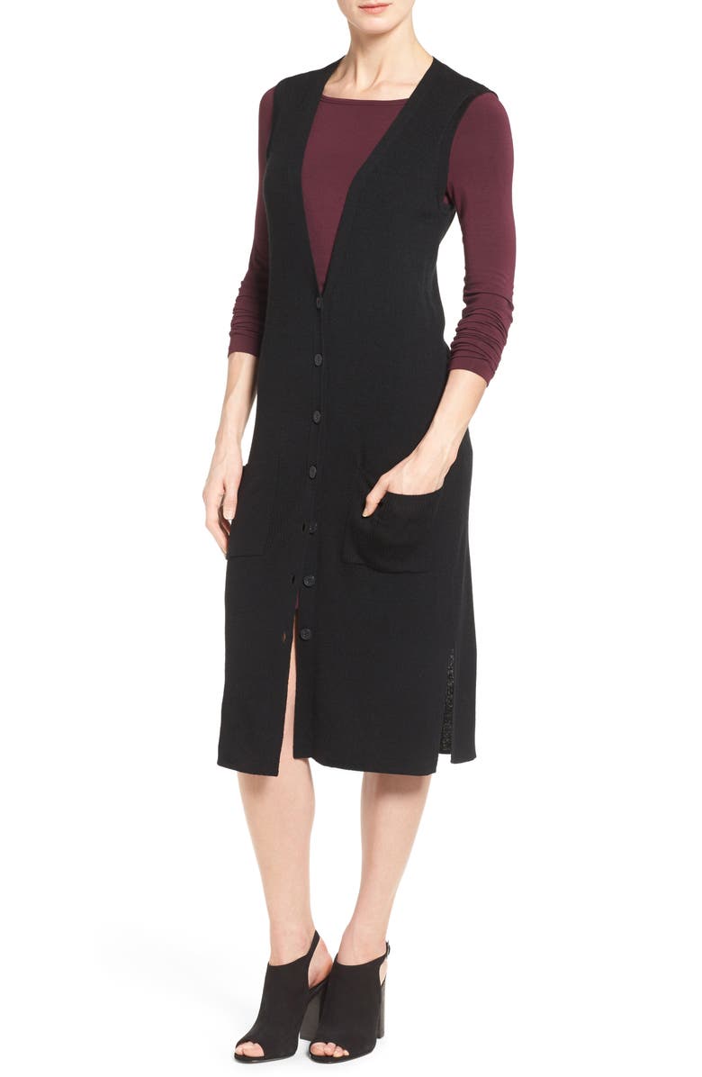 Halogen<sup>®</sup> Long Merino Wool Blend Sweater Vest, Alternate, color,