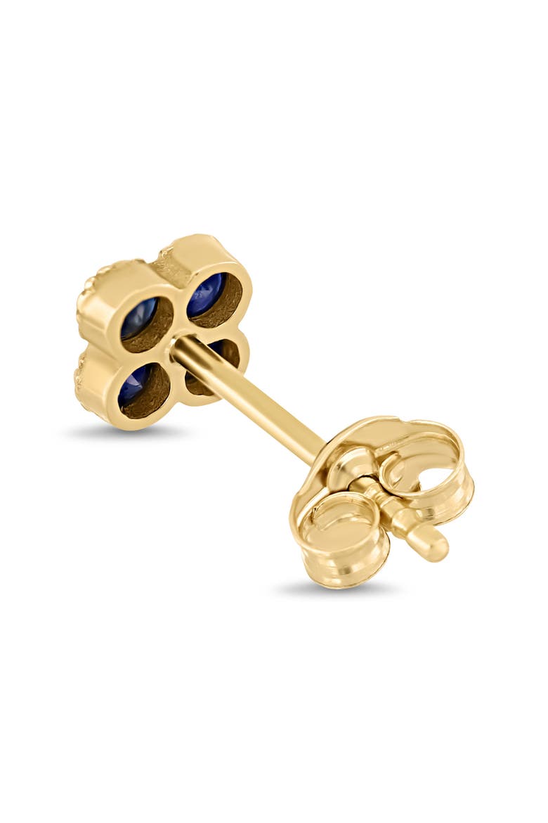18K Gold El Mar Gemstone Clover Stud Earrings, Alternate, color, 18K YELLOW GOLD/ SAPPHIRE