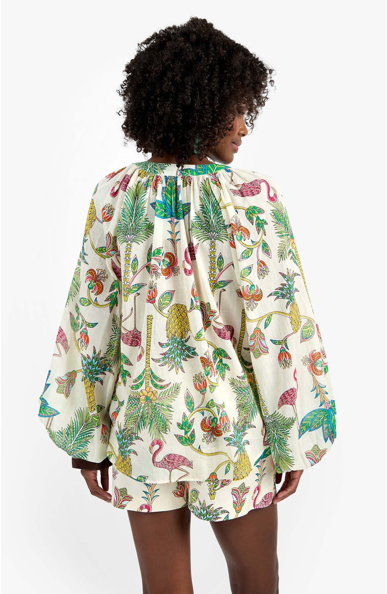Trina Turk Norry Long-Sleeve Flamingo Fizz Voile Top, Alternate, color, Flamingo Fizz Voile