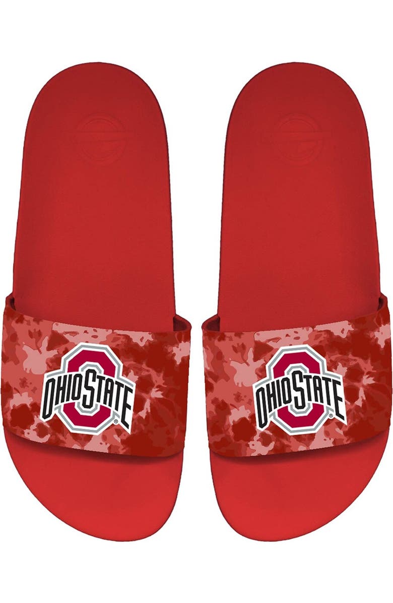 ISLIDE Unisex ISlide Ohio State Buckeyes Acid Wash Motto Slide Sandals, Main, color,