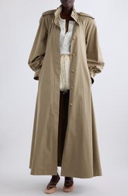 Chloé High Neck Cotton Gabardine Trench Coat
