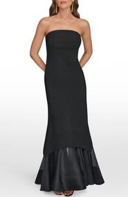 Donna Karan New York Strapless Scuba Knit & Organza Mermaid Gown
