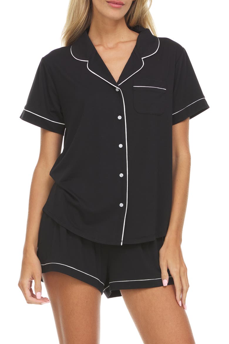 Annie Shirt & Shorts 2-Piece Pajama Set, Main, color, BLACK