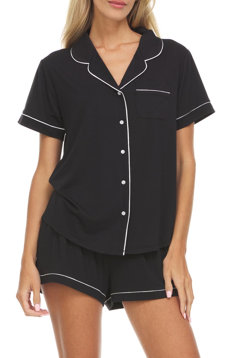 Flora By Flora Nikrooz Annie Shirt & Shorts 2-Piece Pajama Set, Main, color, Black