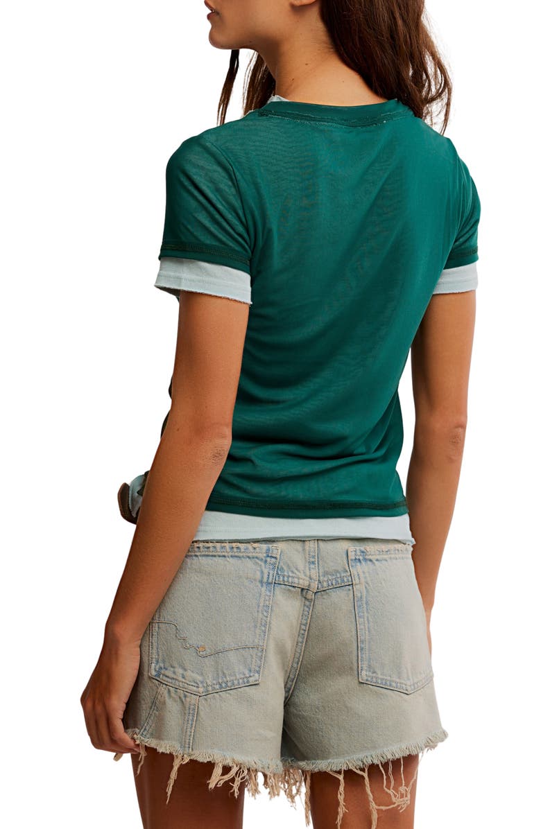 Free People Tasha Layered T-Shirt, Alternate, color, Icy Lake Combo