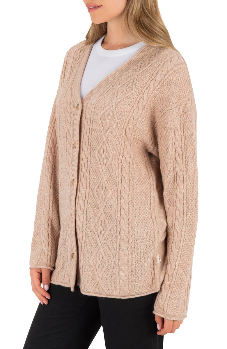 Hurley New Roads Cable Stitch Cardigan, Alternate, color, Heather Oatmeal