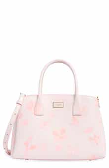 serena spring pansies embossed satchel