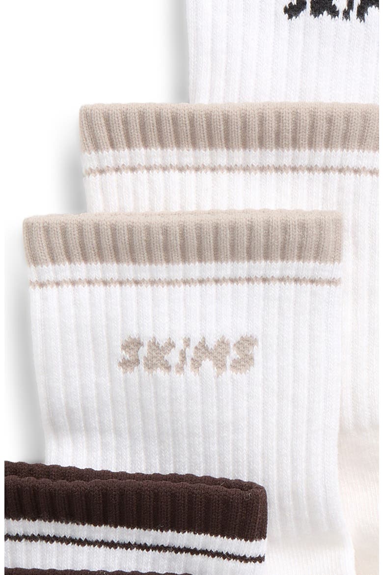 3-Pack Ribbed Quarter Crew Logo Socks, Alternate, color, STONE