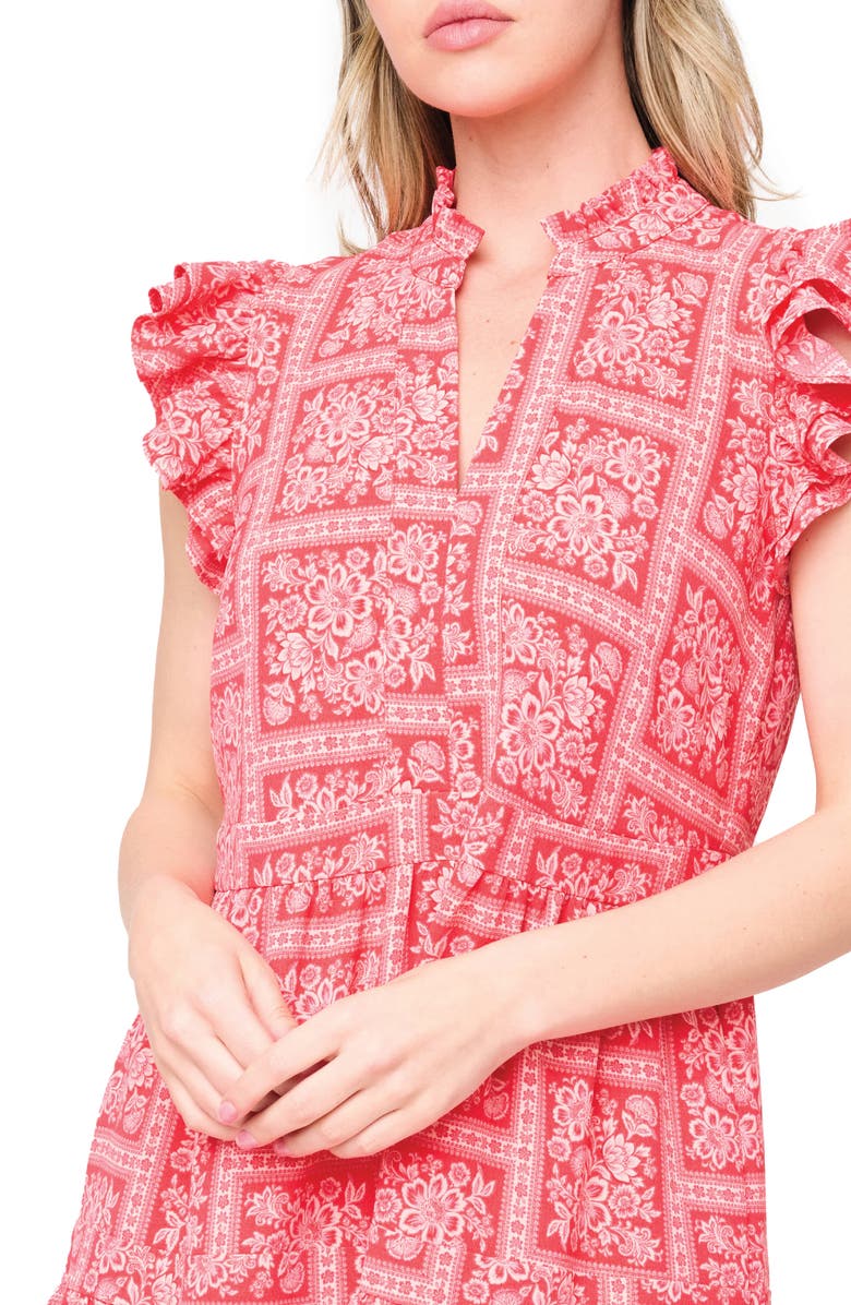 GIBSONLOOK Scarf Print A-Line Dress, Alternate, color, Red Scarf Print