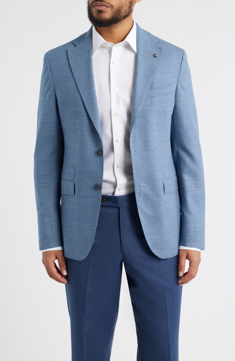 Jack Victor Midland Contemporary Fit Textured Light Blue Stretch Wool Sport Coat, Main, color, Light Blue
