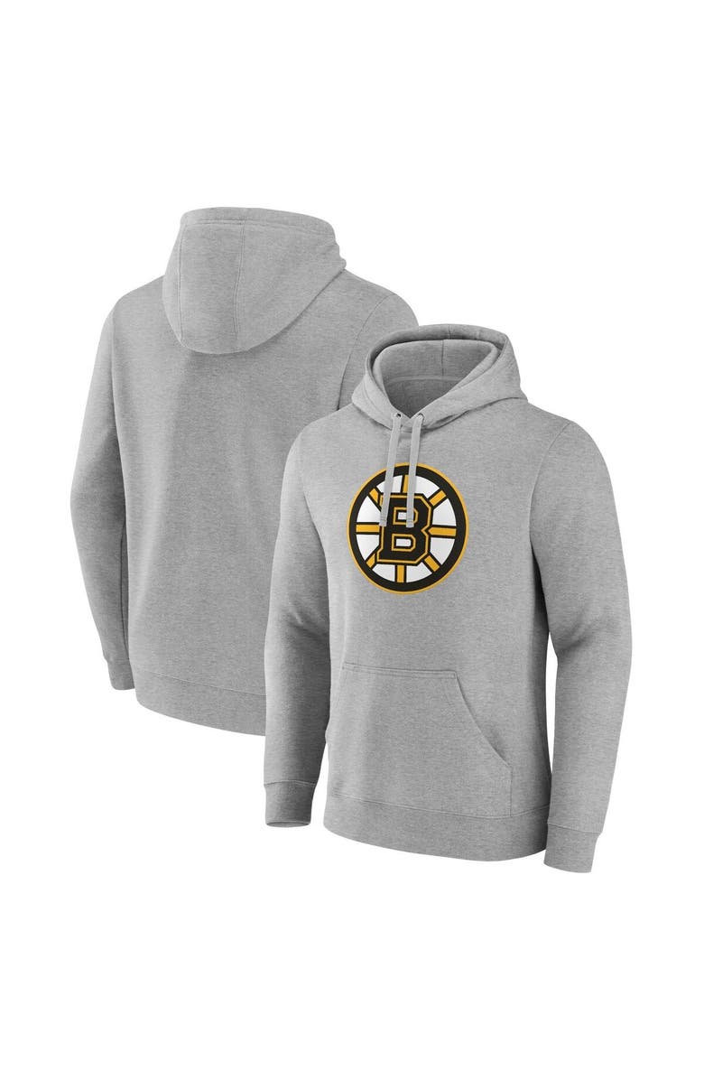 FANATICS Men's Fanatics Branded Heather Gray Boston Bruins Primary Logo Pullover Hoodie, Main, color, Heather Gray