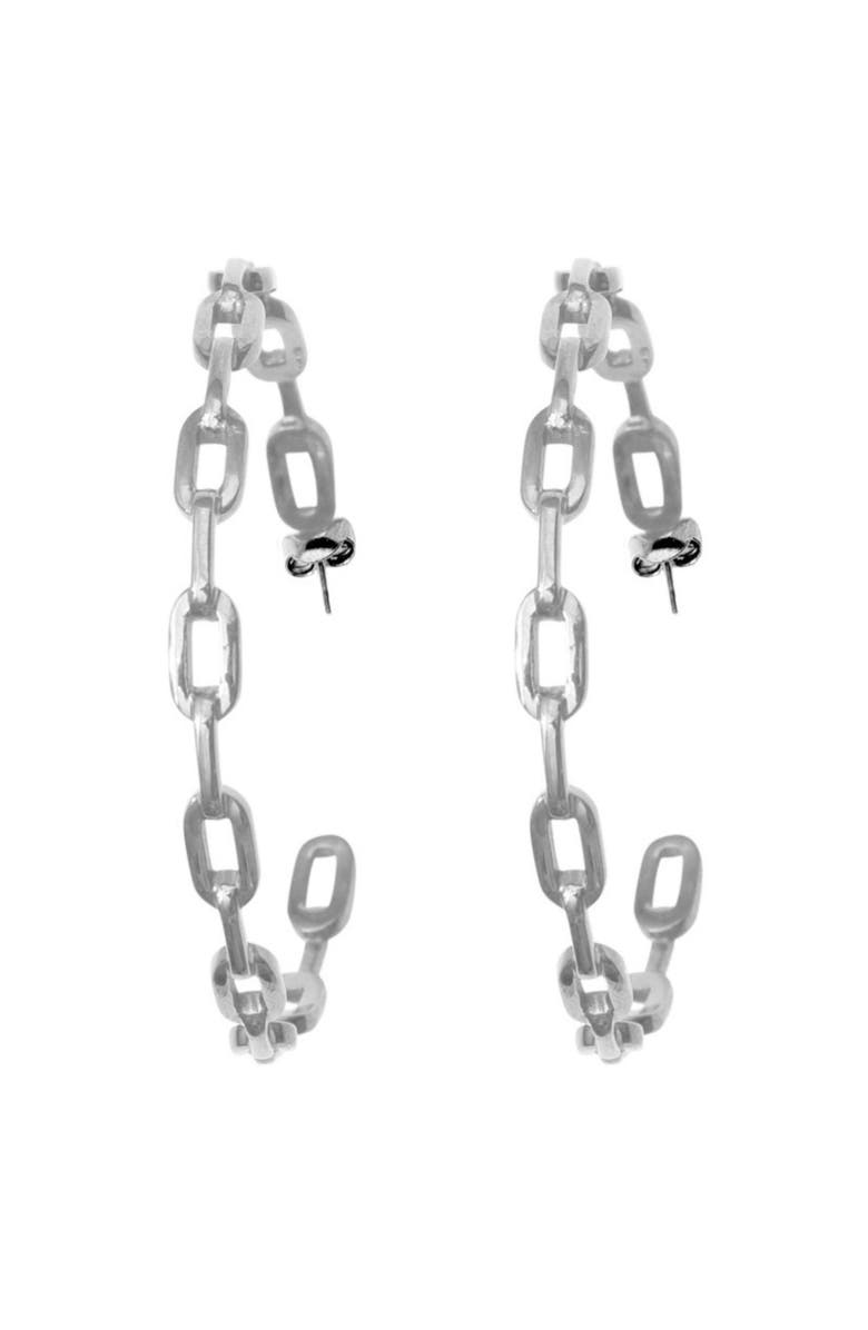 Adornia 14K Gold Plated Chain Link Hoop Earrings, Alternate, color, Silver