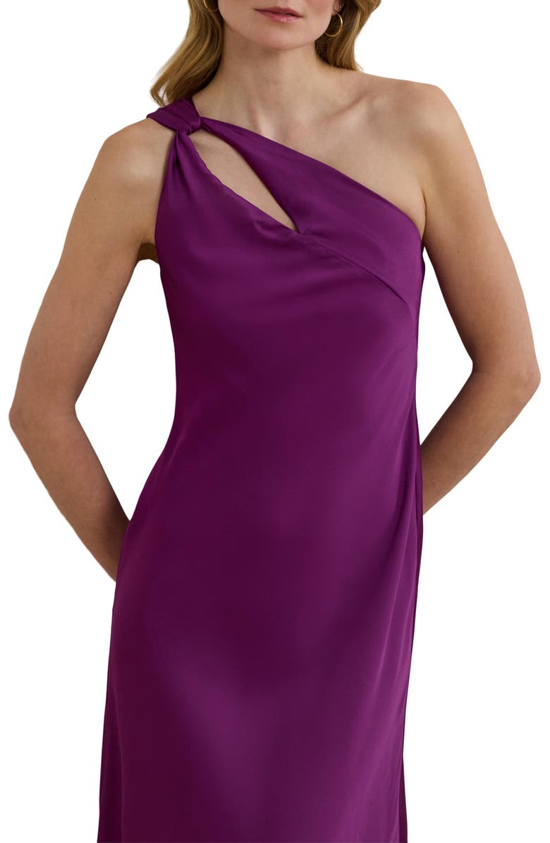 Lauren Ralph Lauren Cutout One-Shoulder Charmeuse Gown, Alternate, color, Purple Dawn