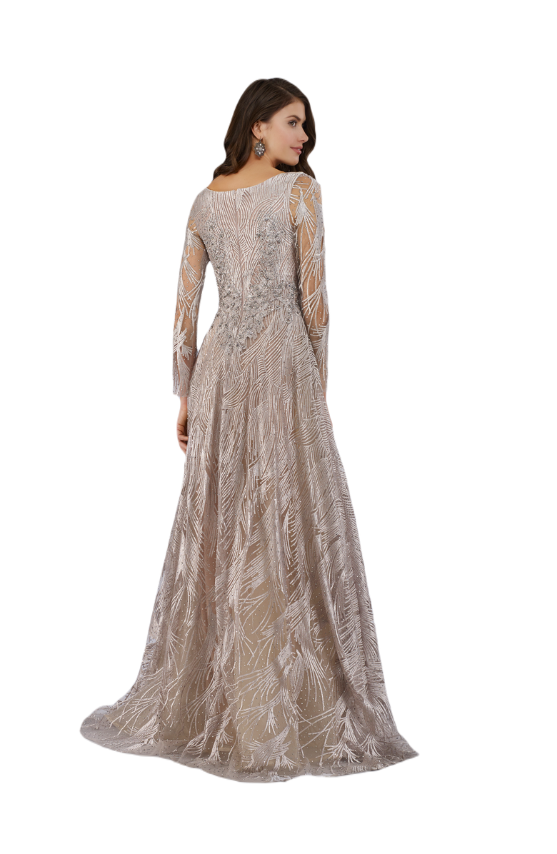LARA New York Long Sleeves Beaded Ballgown, Alternate, color, Stone
