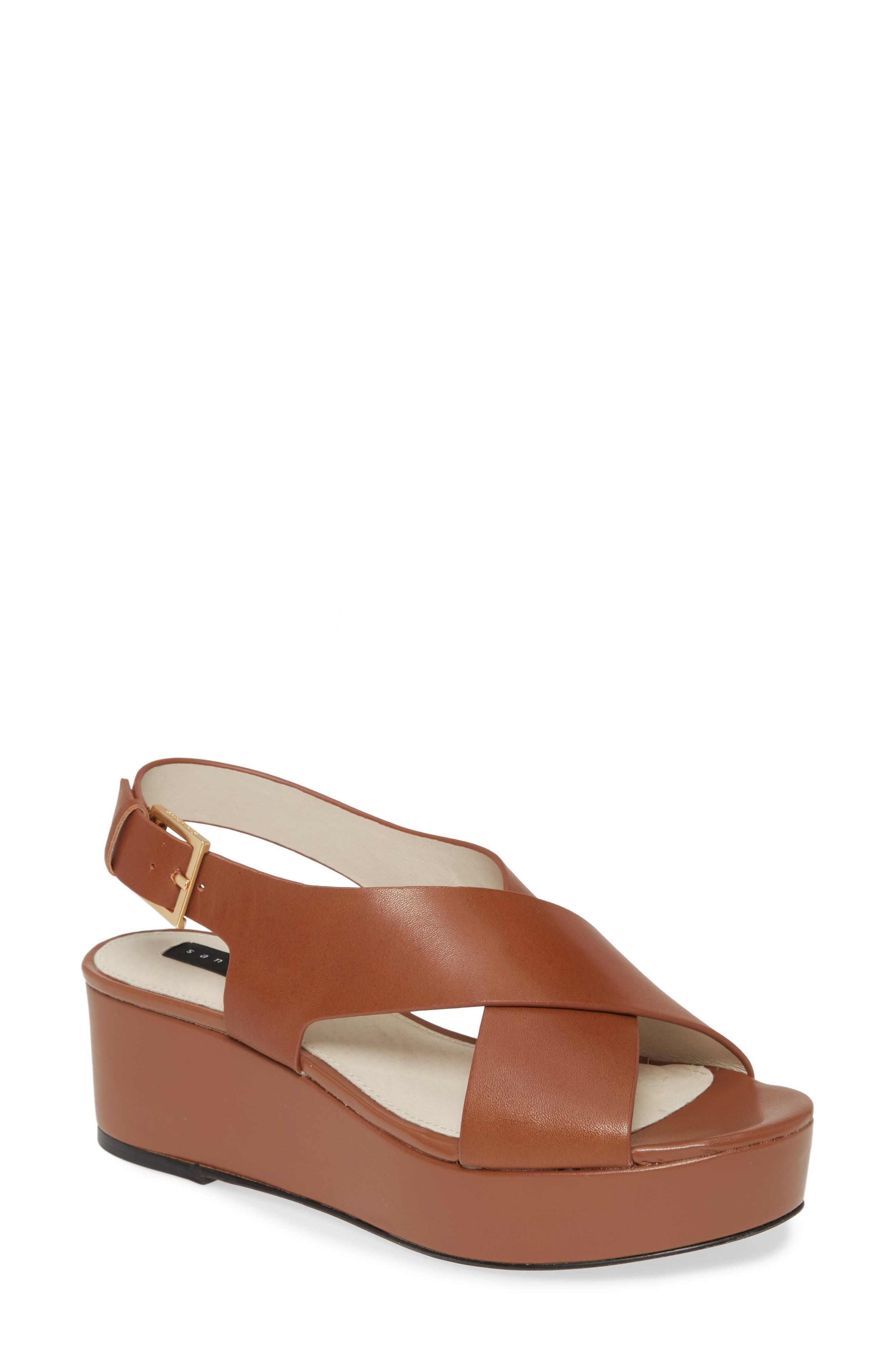Cruise Platform Sandal, Main, color, COGNAC LEATHER