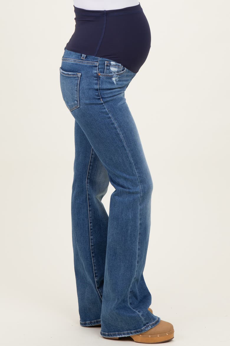 Lightly Distressed Maternity Flare Jeans, Alternate, color, Blue