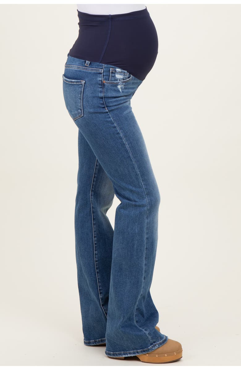 PinkBlush Lightly Distressed Maternity Flare Jeans, Alternate, color, Blue