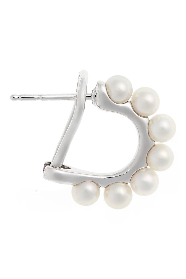 Single Row Pearl Earrings, Alternate, color, WHITE GOLD